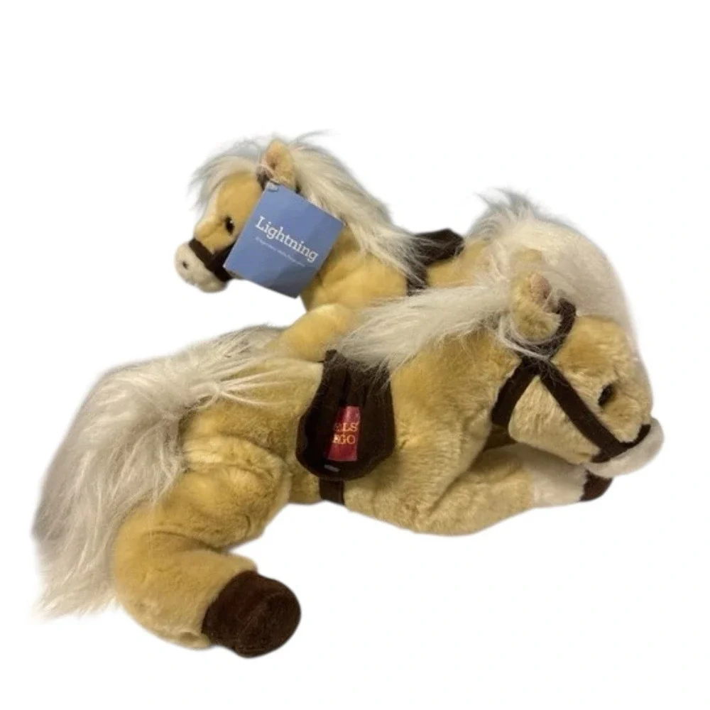 2 x WELLS FARGO Legendary Pony Lightning 2010 Tan Horse Plush Stuffed Animal 13